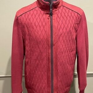 Deniko jacket coat zipper front no collar rust modern fit